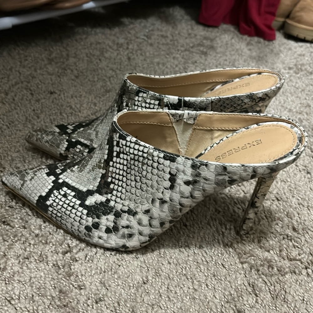 Snake print heels